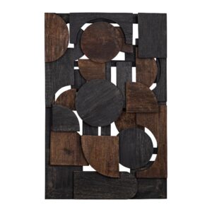 Zidan brown mango wood wall panel geometric rect